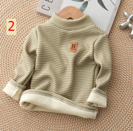 24HA510.15 - ÁO KẺ GIỮ NHIỆT LÓT LÔNG CHO BÉ