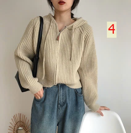 24HA710.23 - ÁO KHOÁC LEN KÉO KHOÁ NỮ