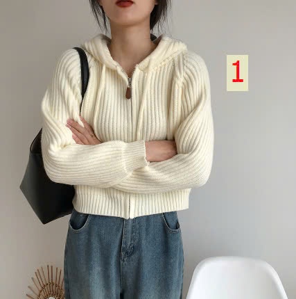 24HA710.23 - ÁO KHOÁC LEN KÉO KHOÁ NỮ
