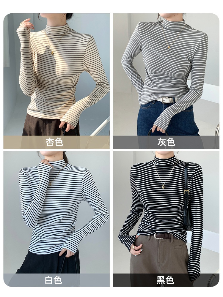 24HA1010.14 - ÁO NỈ KẺ GIỮ NHIỆT NỮ