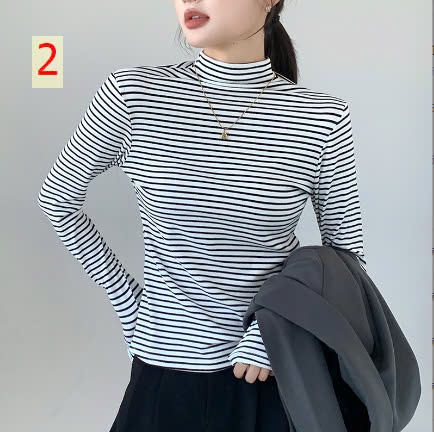 24HA1010.14 - ÁO NỈ KẺ GIỮ NHIỆT NỮ