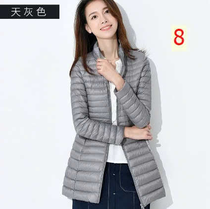 24HA1210.22A - ÁO PHAO LÔNG VŨ CỔ ĐỨNG DÁNG DÀI CHO NỮ