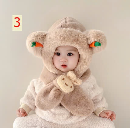 24HA1310.12 - MŨ LÔNG THỎ CÀ RỐT CHO BÉ