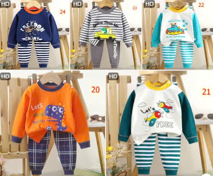 24HA1510.24 - SET 2 BỘ COTTON MẶC NHÀ CHO BÉ