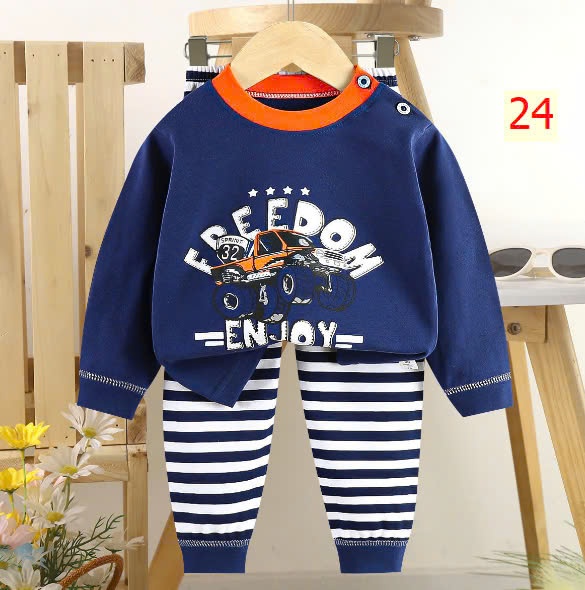 24HA1510.24 - SET 2 BỘ COTTON MẶC NHÀ CHO BÉ