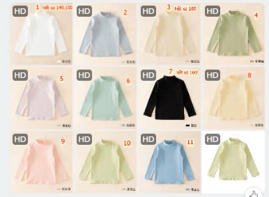 24HA1610.09 - ÁO GIỮ NHIỆT QUẢNG CHÂU CỔ 3 PHÂN TRƠN MÀU CHO BÉ