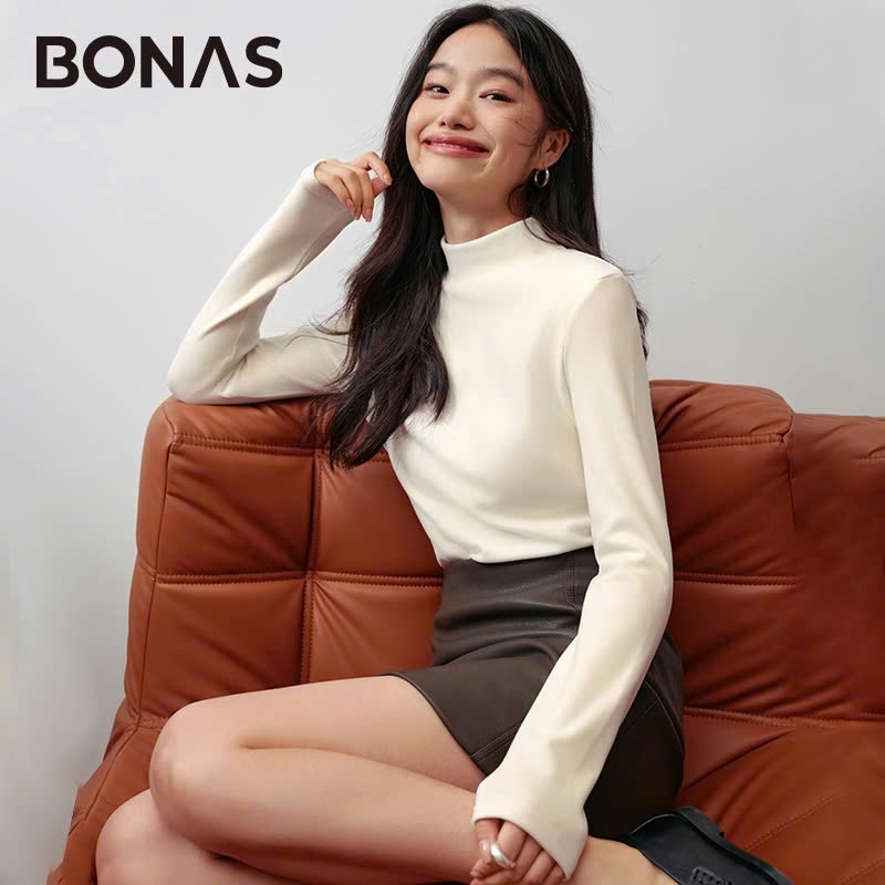 24HA1610.01 - ÁO GIỮ NHIỆT NỮ HÃNG BONAS CỔ CAO