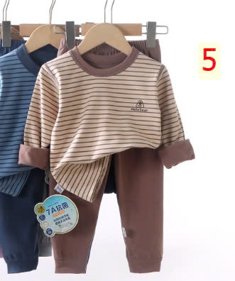 24HA1610.31 - BỘ NỈ KẺ THU ĐÔNG TRẺ EM