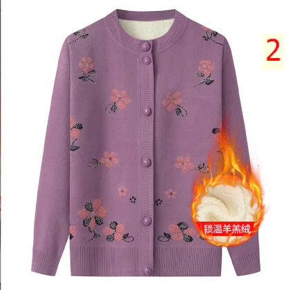 24HA1810.02A - ÁO LEN CARDIGAN HOA LÓT LÔNG CHO MẸ