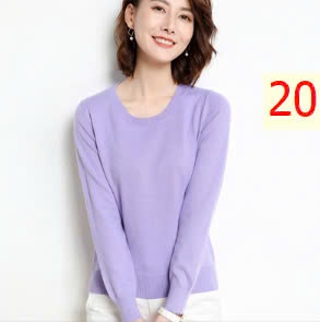 24HA1710.23 - ÁO LEN TRƠN NỮ CỔ TRÒN