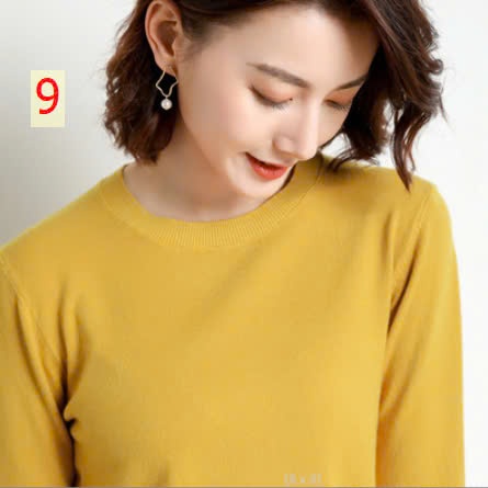 24HA1710.23 - ÁO LEN TRƠN NỮ CỔ TRÒN