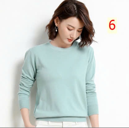 24HA1710.23 - ÁO LEN TRƠN NỮ CỔ TRÒN