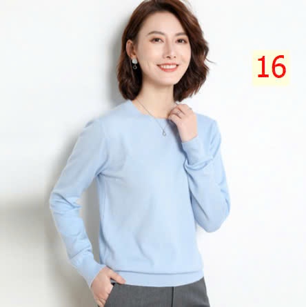 24HA1710.23 - ÁO LEN TRƠN NỮ CỔ TRÒN
