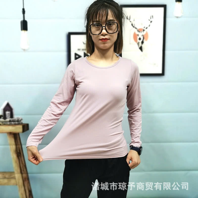 24HA1710.13- ÁO MODAL DÀI TAY KÈM ĐỆM NGỰC NỮ