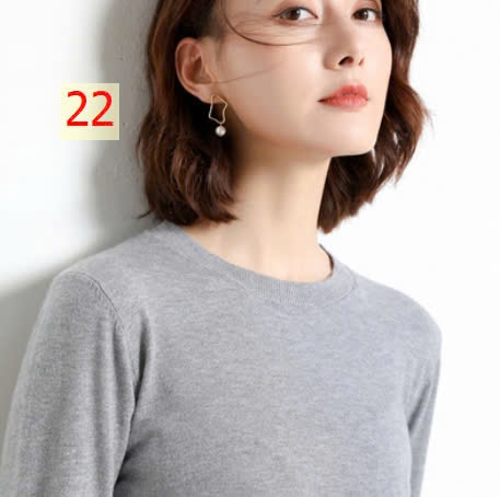 24HA1710.23 - ÁO LEN TRƠN NỮ CỔ TRÒN