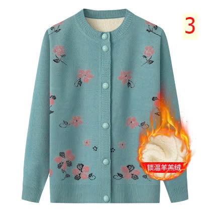 24HA1810.02A - ÁO LEN CARDIGAN HOA LÓT LÔNG CHO MẸ