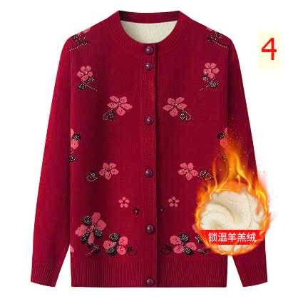 24HA1810.02A - ÁO LEN CARDIGAN HOA LÓT LÔNG CHO MẸ