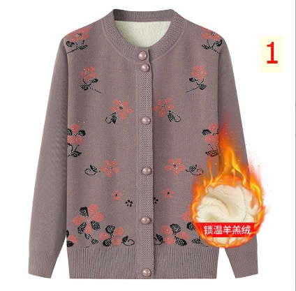 24HA1810.02A - ÁO LEN CARDIGAN HOA LÓT LÔNG CHO MẸ