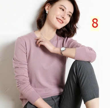 24HA1710.23 - ÁO LEN TRƠN NỮ CỔ TRÒN