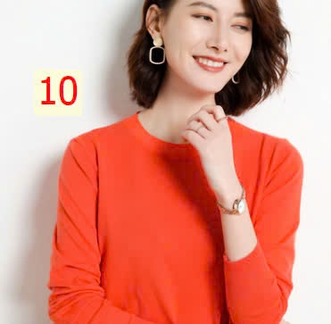 24HA1710.23 - ÁO LEN TRƠN NỮ CỔ TRÒN