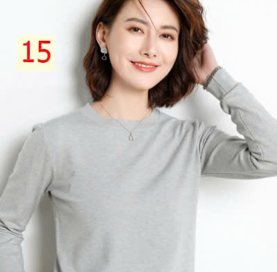 24HA1710.23 - ÁO LEN TRƠN NỮ CỔ TRÒN