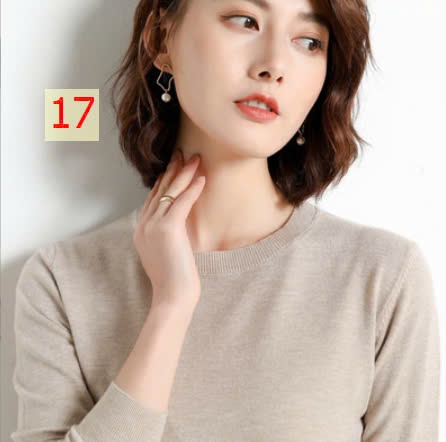 24HA1710.23 - ÁO LEN TRƠN NỮ CỔ TRÒN