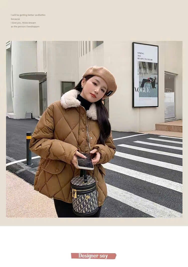 24HA1810.10 - ÁO KHOÁC CỔ LÔNG NỮ
