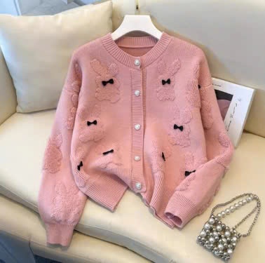 24HA1910.05 - ÁO LEN CARDIGAN NƠ NỮ