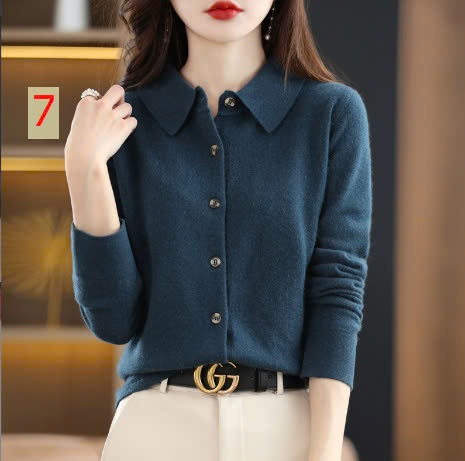 24HA2110.07 - ÁO LEN DỆT KIM CỔ POLO NỮ
