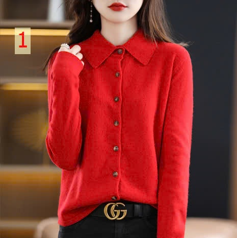 24HA2110.07 - ÁO LEN DỆT KIM CỔ POLO NỮ