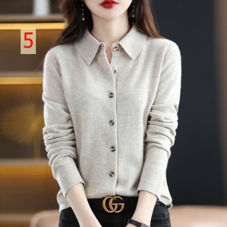 24HA2110.07 - ÁO LEN DỆT KIM CỔ POLO NỮ