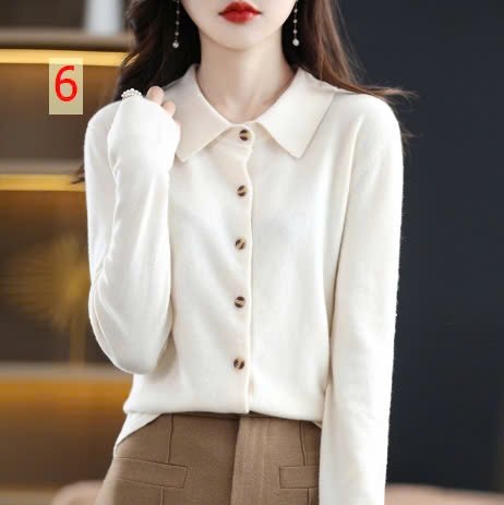 24HA2110.07 - ÁO LEN DỆT KIM CỔ POLO NỮ