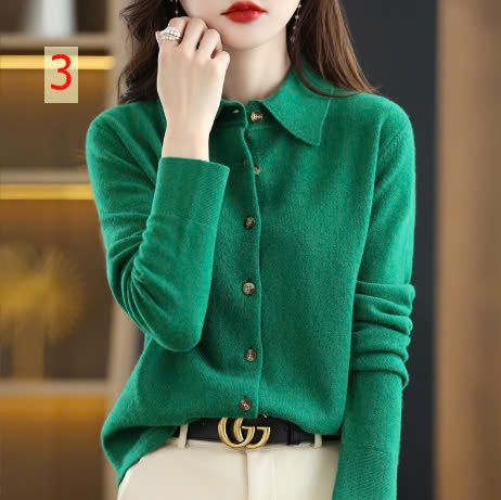 24HA2110.07 - ÁO LEN DỆT KIM CỔ POLO NỮ