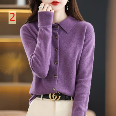 24HA2110.07 - ÁO LEN DỆT KIM CỔ POLO NỮ