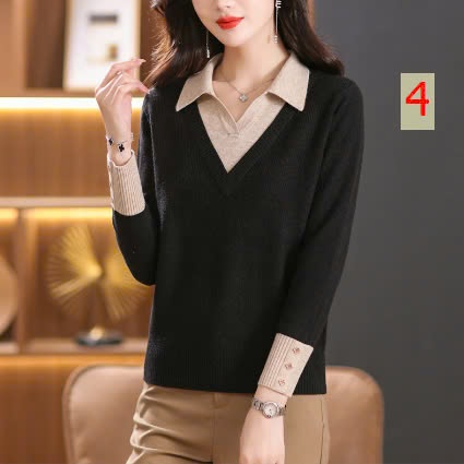 24HA2110.25 - ÁO LEN NỮ CỔ BẺ