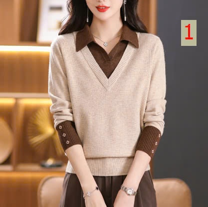 24HA2110.25 - ÁO LEN NỮ CỔ BẺ