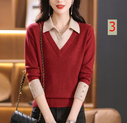 24HA2110.25 - ÁO LEN NỮ CỔ BẺ