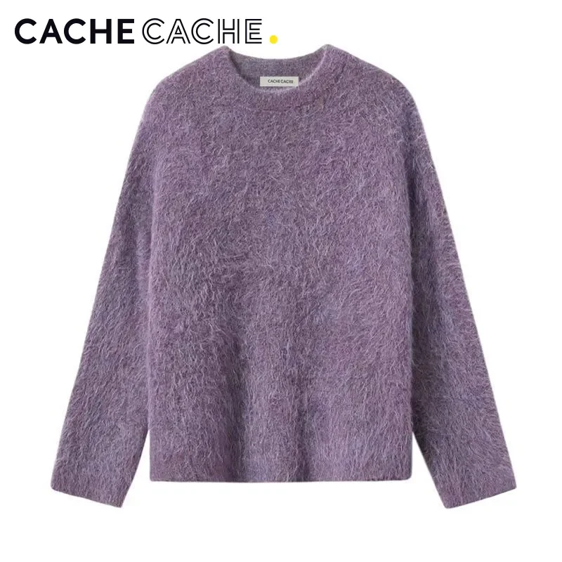 24HA2210.04 - ÁO LEN TÍM CACHE CACHE