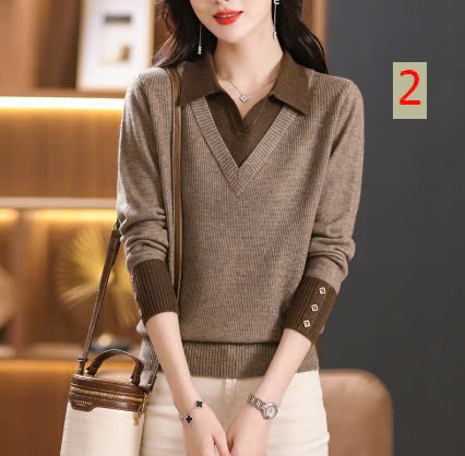 24HA2110.25 - ÁO LEN NỮ CỔ BẺ