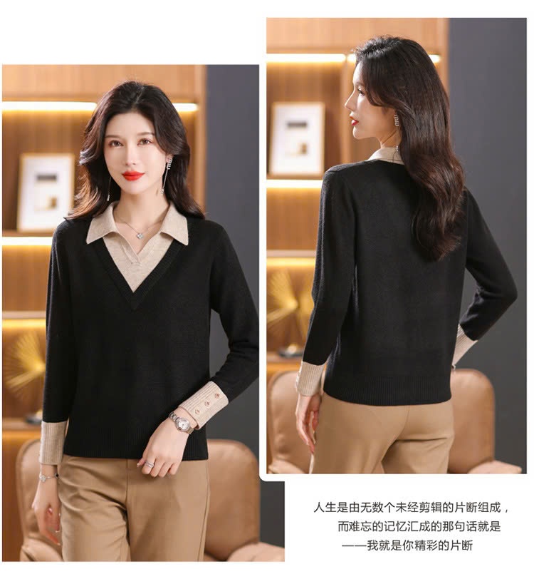 24HA2110.25 - ÁO LEN NỮ CỔ BẺ