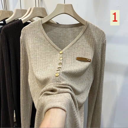 24HA2310.10 - ÁO THU DÀI TAY CỔ V