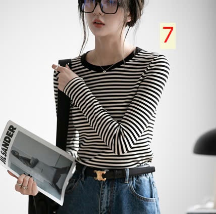 24HA2310.15 - ÁO THUN KẺ NGANG NỮ