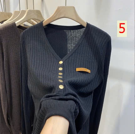 24HA2310.10 - ÁO THU DÀI TAY CỔ V