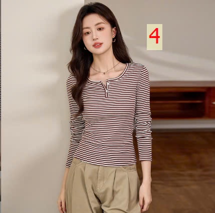 24HA2310.15 - ÁO THUN KẺ NGANG NỮ