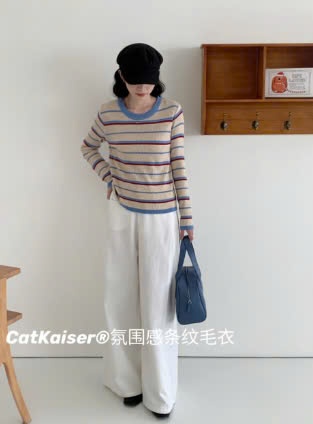 24HA2410.16 - ÁO LEN KẺ HÃNG CATKAISER