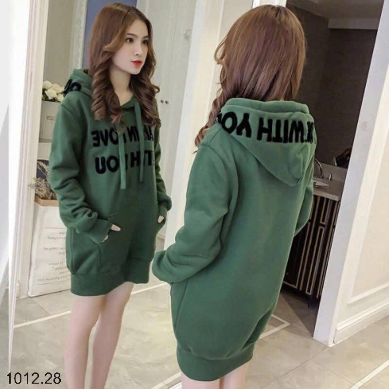 24HA1012.28 - ÁO VÁY HOODIE DÁNG XUÔNG