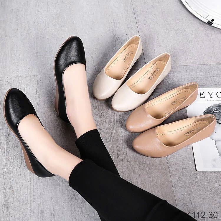 24HA1112.30 - GIÀY ĐẾ XUỒNG DA LÌ NỮ