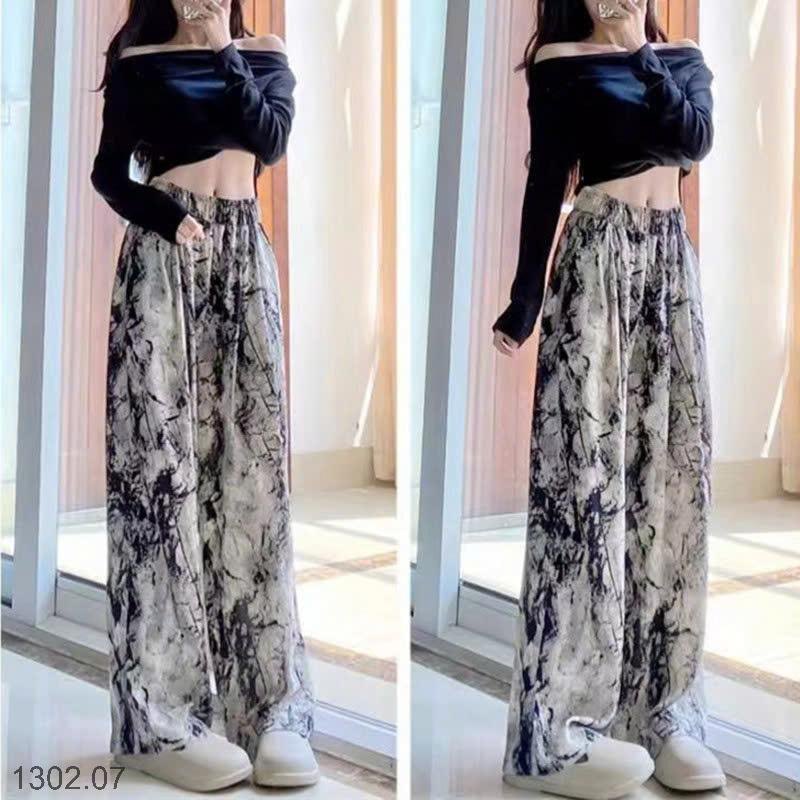 25HA1302.07- QUẦN VẢI CHIFFON IN HỌA TIẾT