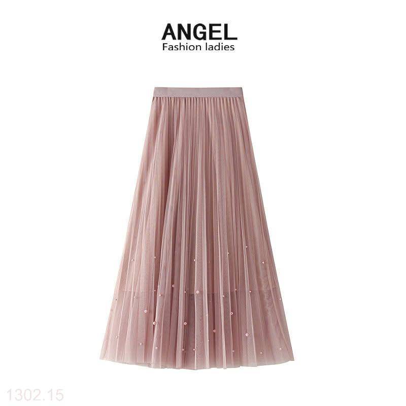 25HA1302.15 - CHÂN VÁY XẾP LY ANGEL ĐÍNH CƯỜM