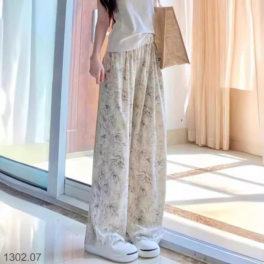 25HA1302.07- QUẦN VẢI CHIFFON IN HỌA TIẾT